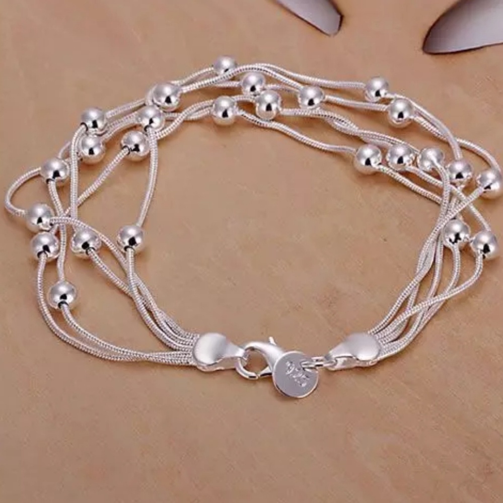 925 sterling silver plated bracelet, silver